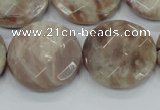 CMS114 15.5 inches 25mm faceted coin moonstone gemstone beads