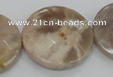 CMS115 15.5 inches 35mm faceted coin moonstone gemstone beads