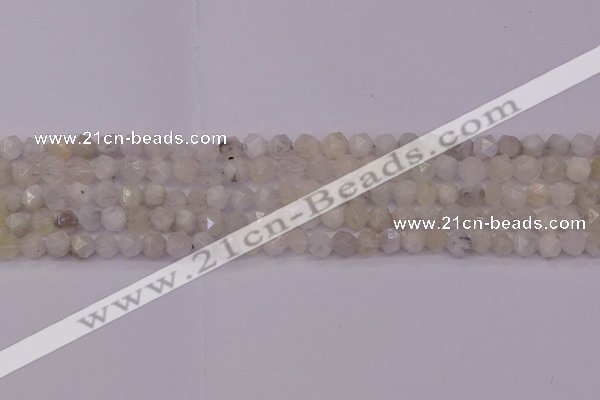 CMS1153 15.5 inches 6mm faceted nuggets white moonstone beads