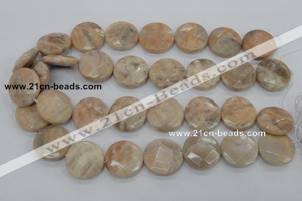 CMS116 15.5 inches 25mm faceted coin moonstone gemstone beads