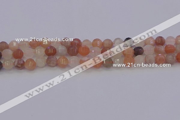 CMS1167 15.5 inches 8mm faceted round rainbow moonstone beads