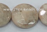 CMS117 15.5 inches 30mm faceted coin moonstone gemstone beads