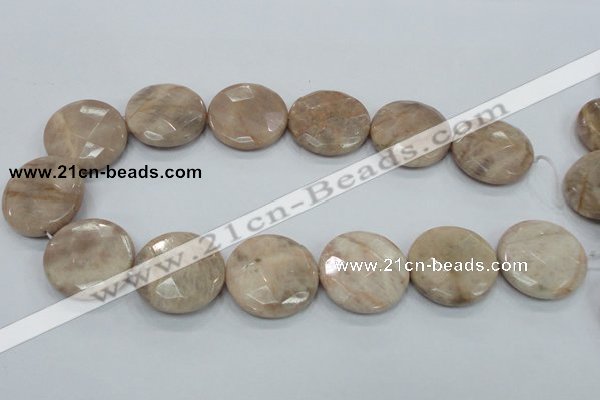 CMS117 15.5 inches 30mm faceted coin moonstone gemstone beads