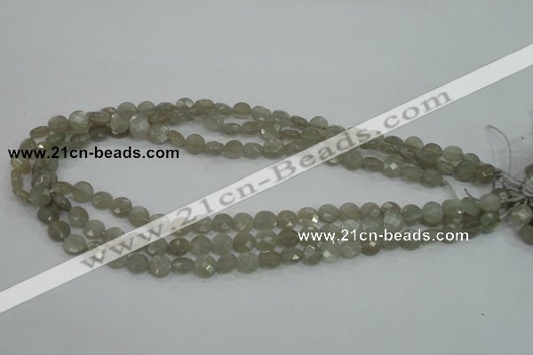 CMS129 15.5 inches 8mm faceted coin moonstone gemstone beads