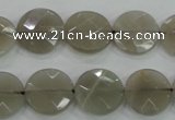 CMS130 15.5 inches 14mm faceted coin moonstone gemstone beads