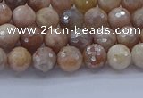 CMS1300 15.5 inches 4mm faceted round AB-color moonstone beads