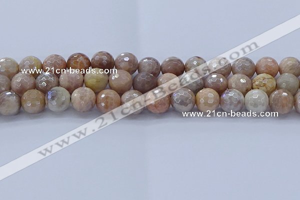 CMS1304 15.5 inches 12mm faceted round AB-color moonstone beads