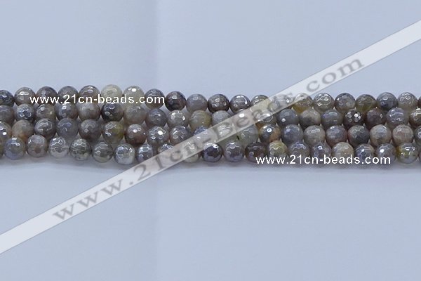 CMS1311 15.5 inches 6mm faceted round AB-color grey moonstone beads