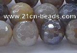 CMS1315 15.5 inches 14mm faceted round AB-color grey moonstone beads