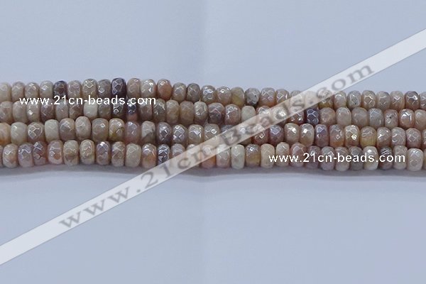 CMS1321 15.5 inches 4*6mm faceted rondelle AB-color moonstone beads