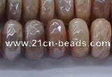 CMS1325 15.5 inches 7*14mm faceted rondelle AB-color moonstone beads