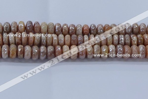 CMS1325 15.5 inches 7*14mm faceted rondelle AB-color moonstone beads