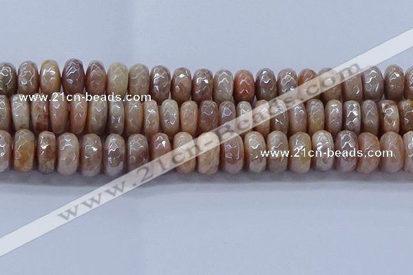 CMS1326 15.5 inches 8*16mm faceted rondelle AB-color moonstone beads