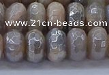 CMS1334 15.5 inches 7*12mm faceted rondelle AB-color grey moonstone beads