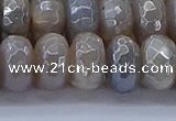 CMS1335 15.5 inches 7*14mm faceted rondelle AB-color grey moonstone beads