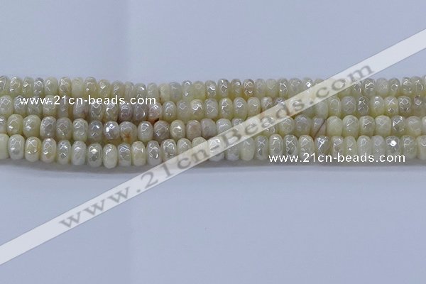 CMS1341 15.5 inches 4*6mm faceted rondelle AB-color white moonstone beads