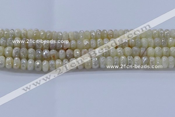 CMS1342 15.5 inches 5*8mm faceted rondelle AB-color white moonstone beads