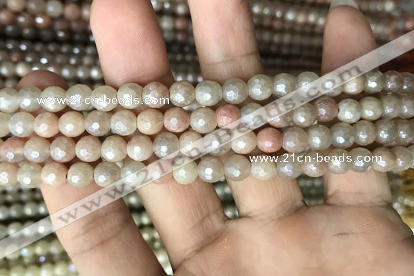 CMS1451 15.5 inches 6mm faceted round AB-color moonstone beads