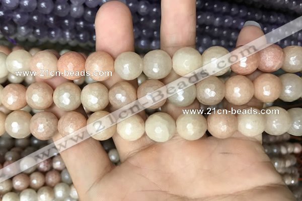 CMS1454 15.5 inches 12mm faceted round AB-color moonstone beads