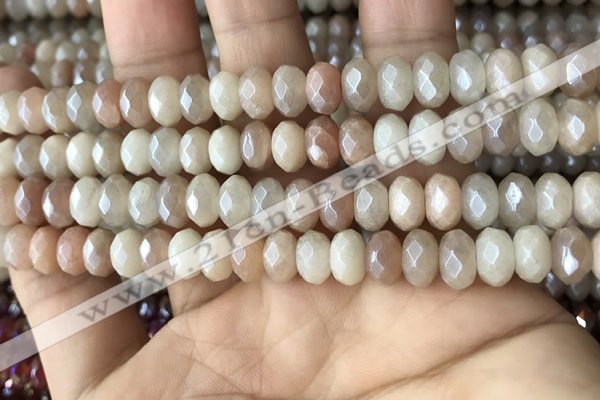 CMS1479 15.5 inches 5*8mm faceted rondelle AB-color moonstone beads