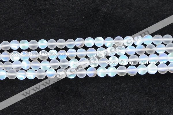 CMS1507 15.5 inches 8mm round matte synthetic moonstone beads