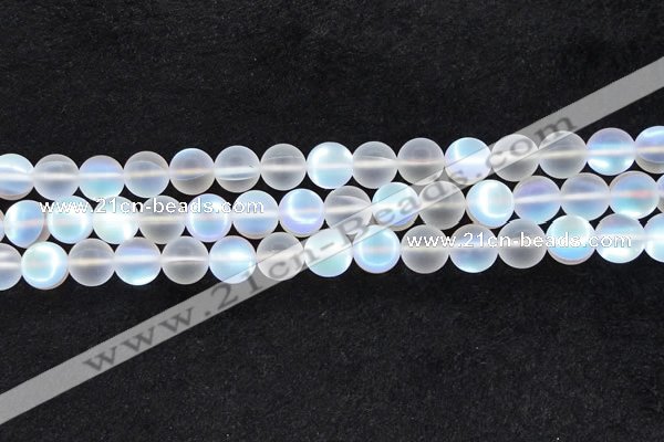 CMS1509 15.5 inches 12mm round matte synthetic moonstone beads