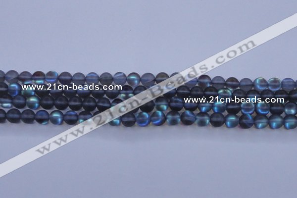 CMS1516 15.5 inches 6mm round matte synthetic moonstone beads