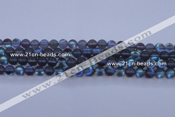 CMS1517 15.5 inches 8mm round matte synthetic moonstone beads