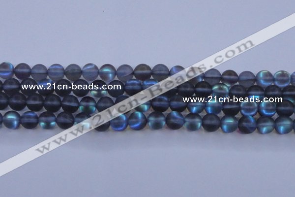 CMS1518 15.5 inches 10mm round matte synthetic moonstone beads