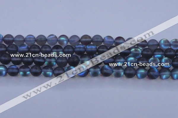 CMS1519 15.5 inches 12mm round matte synthetic moonstone beads