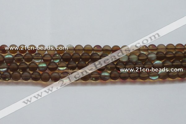 CMS1528 15.5 inches 10mm round matte synthetic moonstone beads