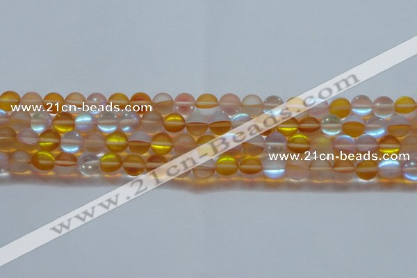 CMS1538 15.5 inches 10mm round matte synthetic moonstone beads