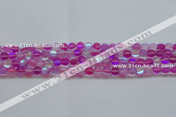 CMS1546 15.5 inches 6mm round matte synthetic moonstone beads