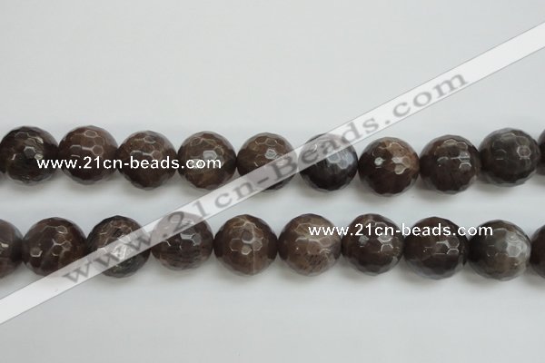 CMS155 15.5 inches 16mm faceted round natural grey moonstone beads