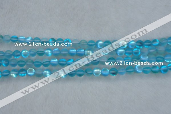 CMS1556 15.5 inches 6mm round matte synthetic moonstone beads