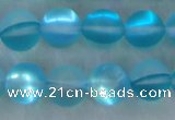 CMS1558 15.5 inches 10mm round matte synthetic moonstone beads