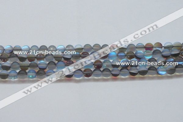 CMS1567 15.5 inches 8mm round matte synthetic moonstone beads