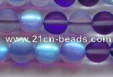 CMS1578 15.5 inches 10mm round matte synthetic moonstone beads