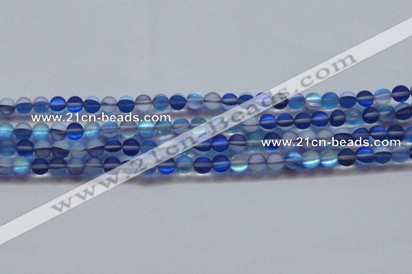 CMS1586 15.5 inches 6mm round matte synthetic moonstone beads