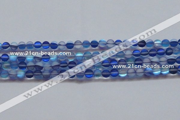 CMS1587 15.5 inches 8mm round matte synthetic moonstone beads