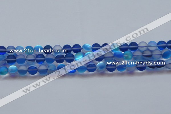 CMS1588 15.5 inches 10mm round matte synthetic moonstone beads