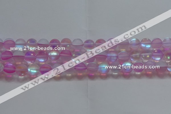 CMS1598 15.5 inches 10mm round matte synthetic moonstone beads