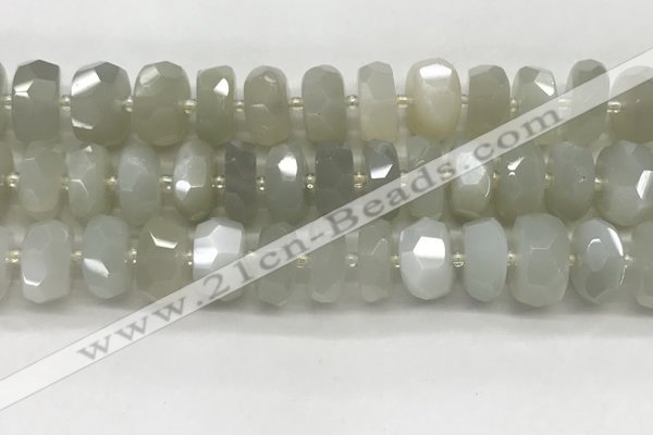 CMS1658 15.5 inches 6*13mm - 8*14mm faceted tyre moonstone beads