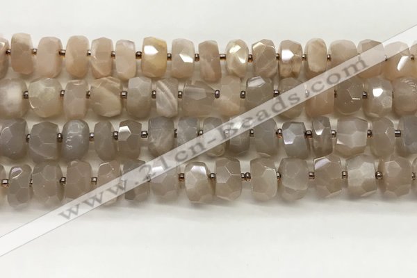 CMS1664 15.5 inches 6*10mm - 8*11mm faceted tyre moonstone beads