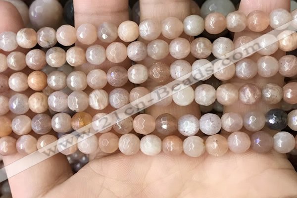 CMS1678 15.5 inches 6mm faceted round moonstone beads wholesale