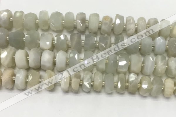 CMS1768 15.5 inches 6*10mm - 8*11mm faceted tyre moonstone beads