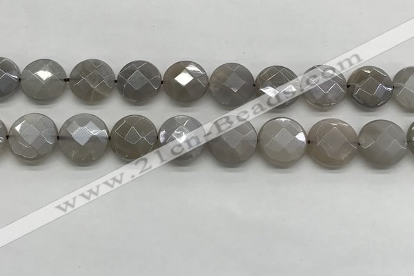 CMS1820 15.5 inches 16mm faceted coin AB-color moonstone beads