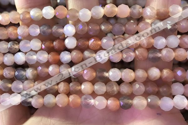 CMS1890 15.5 inches 5.5mm faceted round rainbow moonstone beads