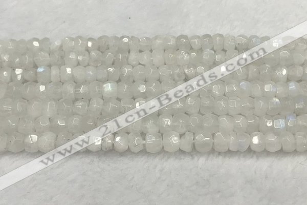 CMS1910 15.5 inches 4.5*6mm faceted rondelle white moonstone beads