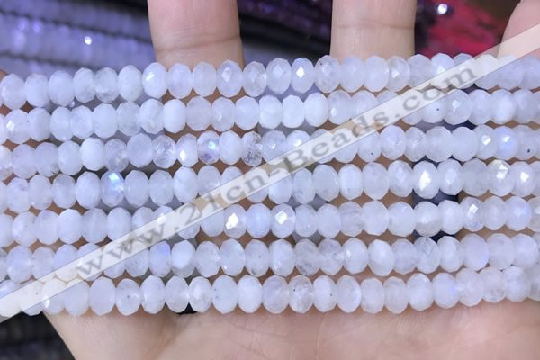 CMS1925 15.5 inches 4*6mm faceted rondelle white moonstone beads